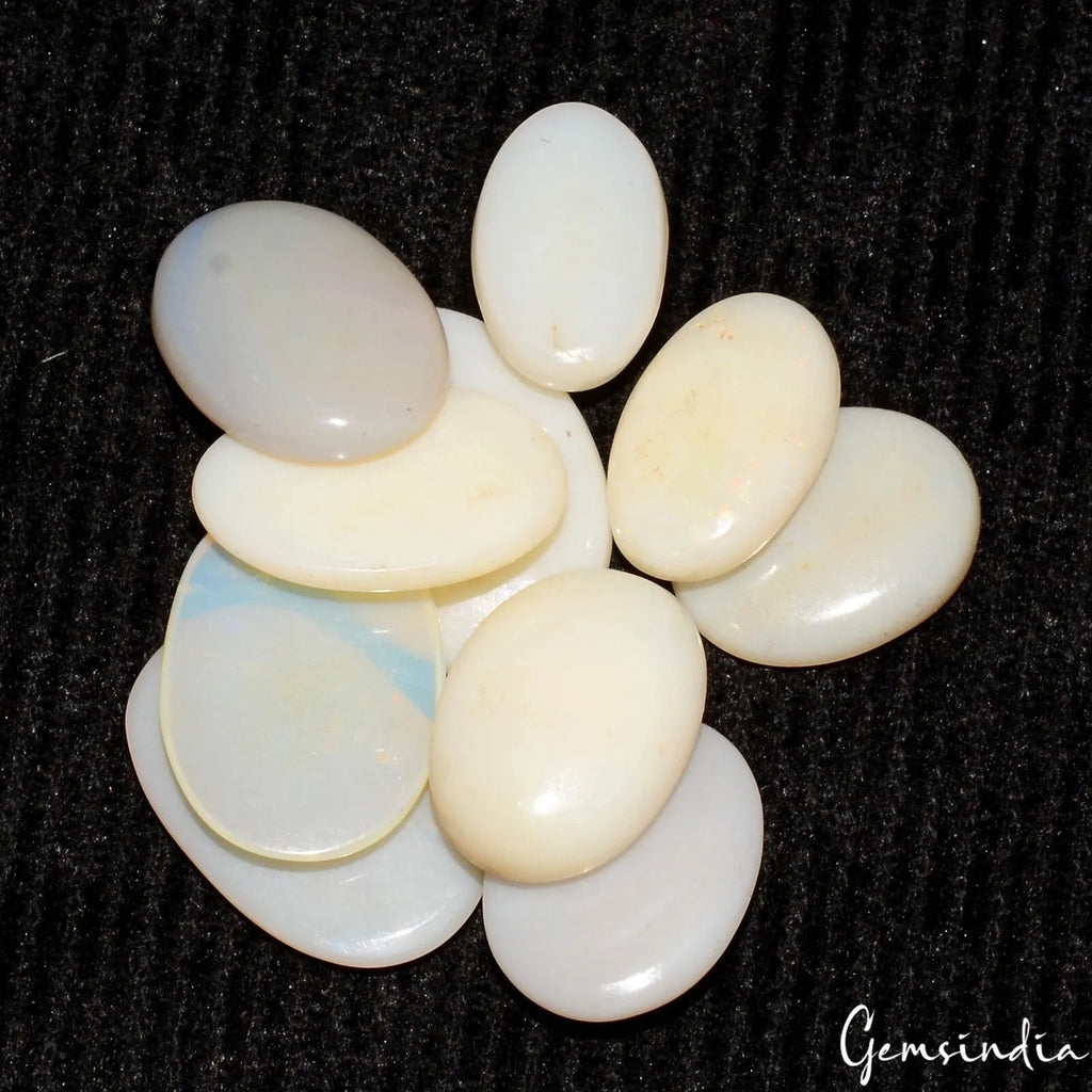 Opal Lot, Loose Gemstone, Untreated, White — 10 Pieces, 13mm to 18mm, 46.30 Ct, Australia