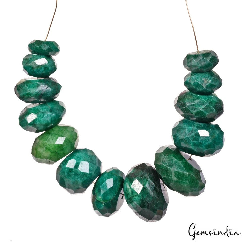 Emerald Beaded Strand, Color Enhanced, Green — 10mm to 20mm, 1500 Ct