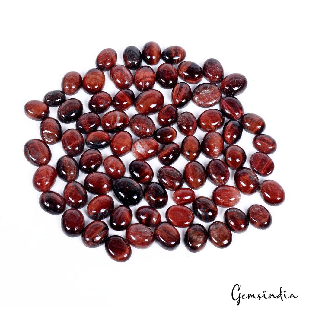 190 Cts/73 Pcs Natural Untreated Red Tiger Eye Oval Cab Loose Gems For Jewelry