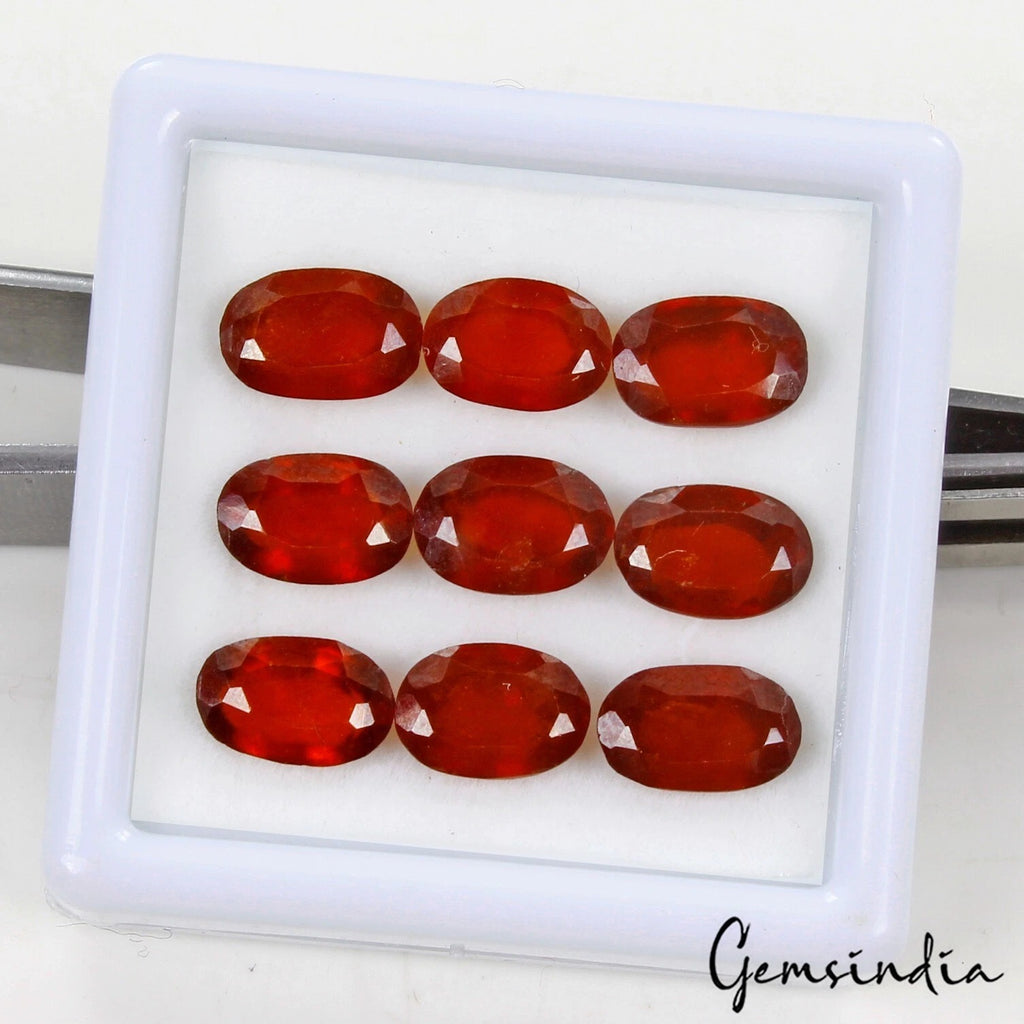 Hessonite Garnet Lot, Loose Gemstone, Oval Cut, Untreated — 9 Pieces, 9mm, 23.30 Ct, Sri Lanka