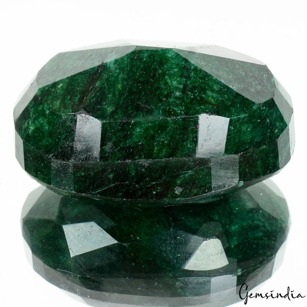 Certified 530 Cts Natural Dark Green Emerald Oval Faceted Earth Mined Loose Gem
