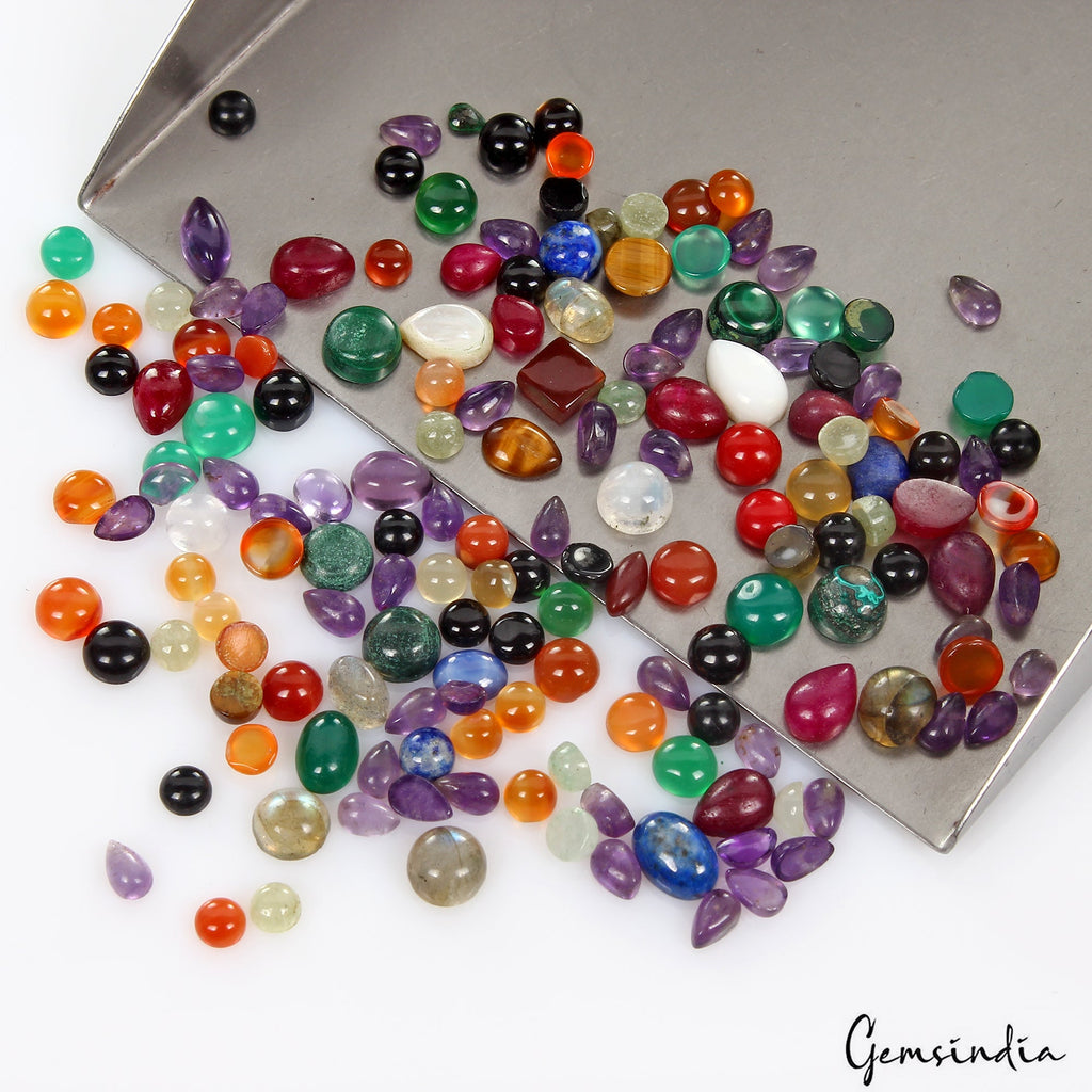 Box Full of Multi Color Mix Shape 3-8mm Loose Cabochon Jewelry Gemstones~ 161 Pc