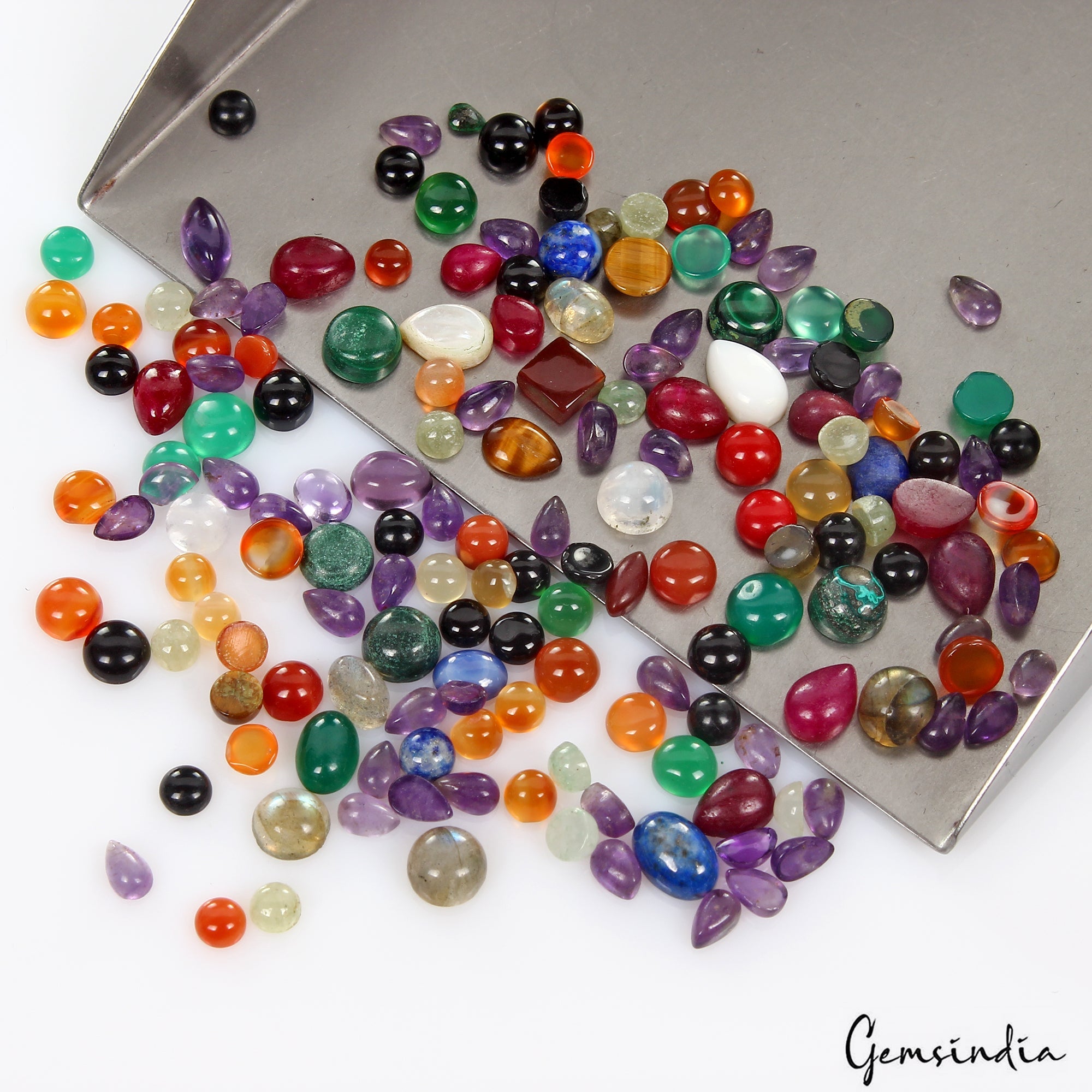 Box Full of Multi Color Mix Shape 3-8mm Loose Cabochon Jewelry Gemstones~ 161 Pc