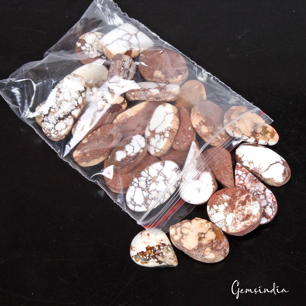 420 Ct/27 Pcs Natural Untreated White Buffalo Turquoise Mix Cab Gems For Jewelry