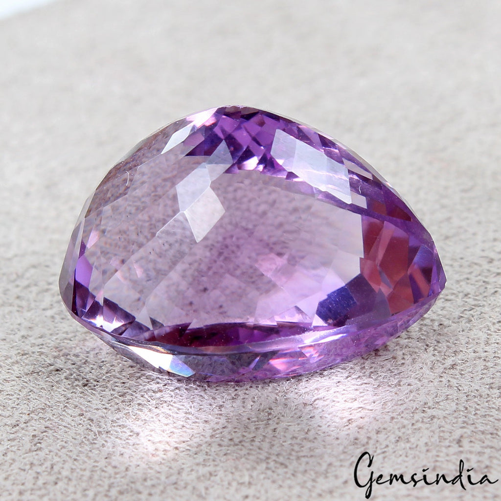 Eye clean 36.70 Ct Purple Amethyst Pear Shape Certified Natural Gemstone, Brazil