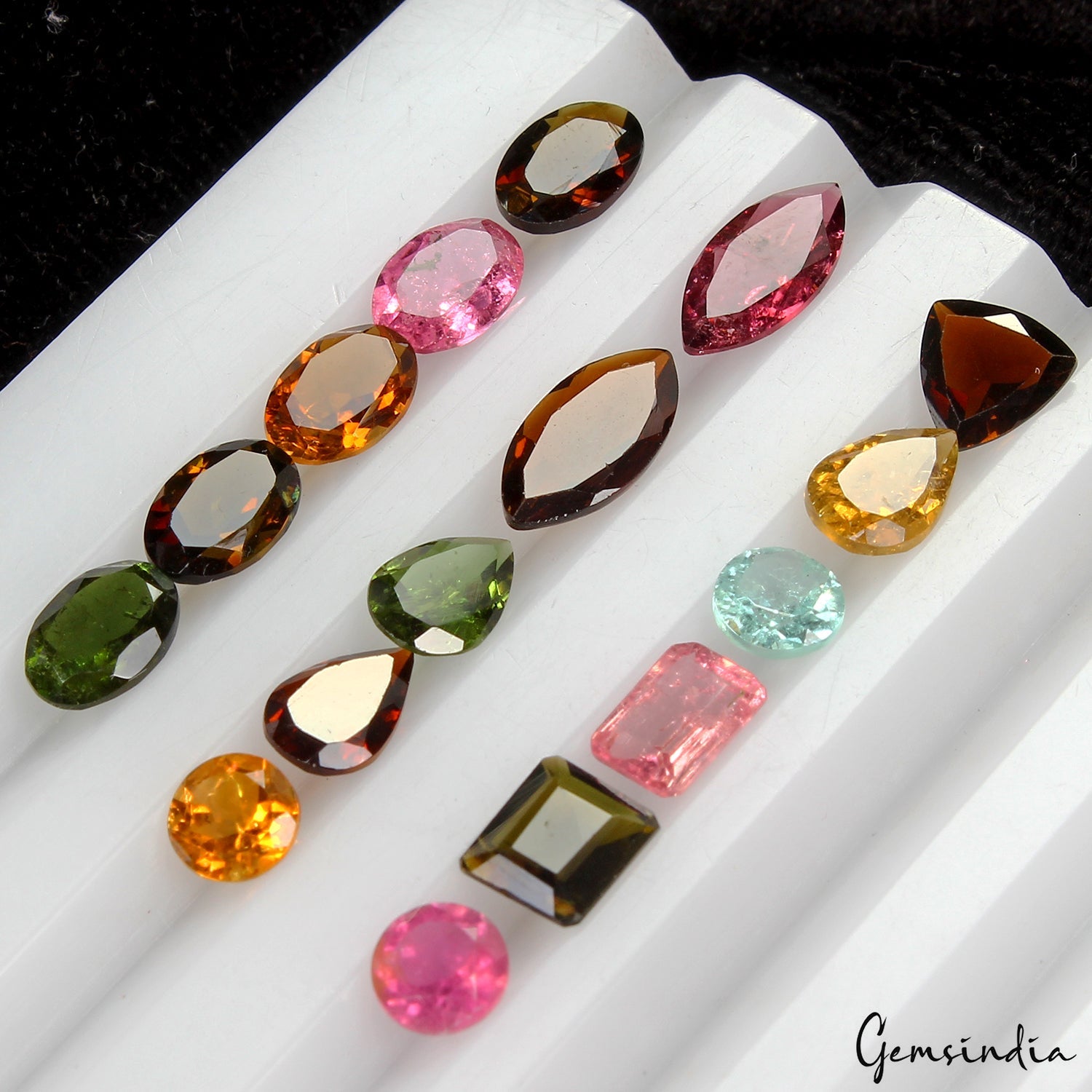 Certified 16 Pc Parcel Of 4-9mm Multi Tourmaline Faceted Mixed 9.90Ct Loose Gems