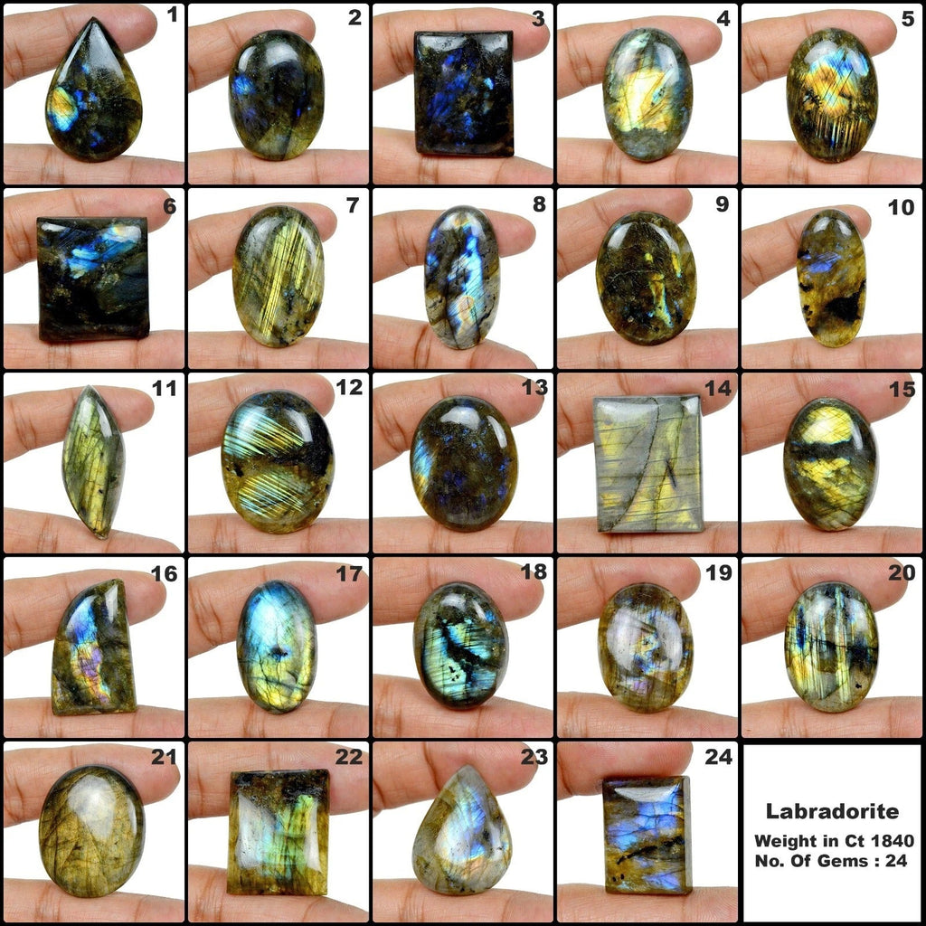 1840 Cts Natural Multi Flashing Labradorite Mix Cabochon Loose Gemstones~24 Pcs