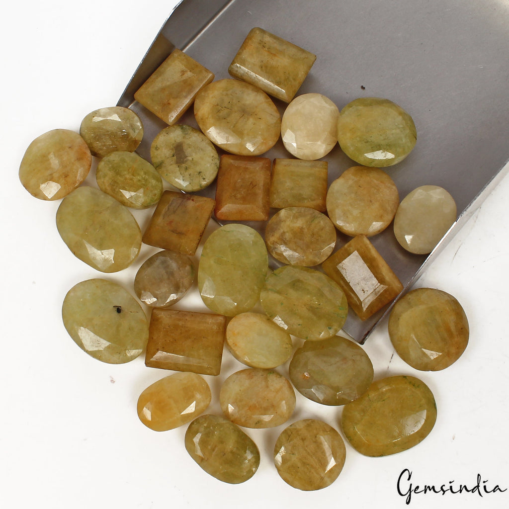 600 Ct/30 Pcs Natural Untreated Yellow Beryl Mix Cut Loose Gems Lot For Jewelry