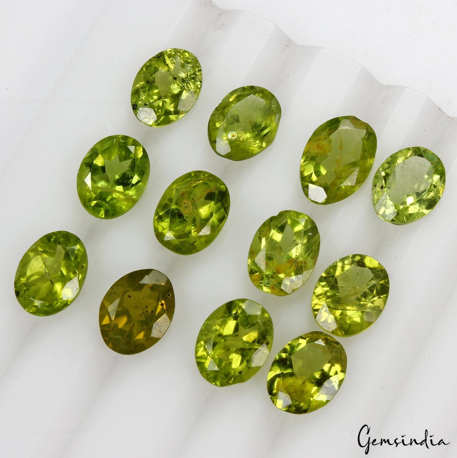 9-10mm Oval Cut Natural Untreated Green Peridot Loose Gemstone~25.20 Ct/12 Pcs