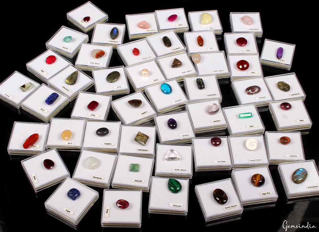 49 Pcs Estate Genuine Semi Precious Loose Mix Cut Multi Gems 49 Box Collection
