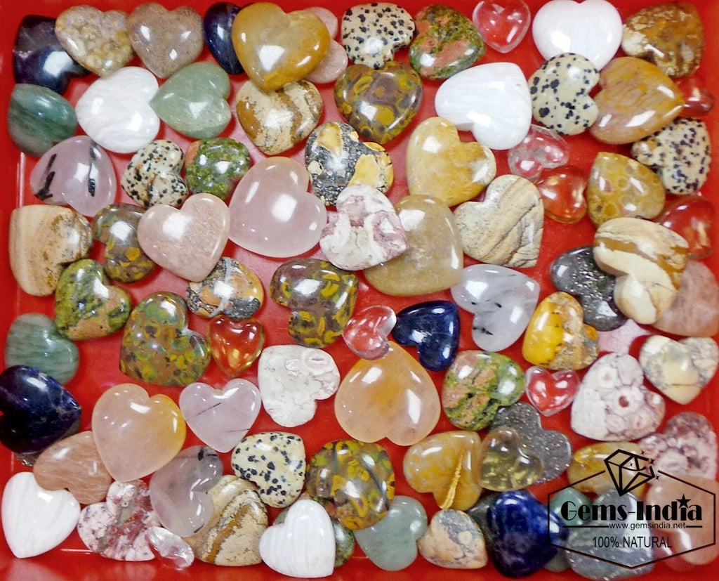 83 Pcs Natural Multi Gems Crystal Heart Shaped Healing Love Gemstones 4000 Cts