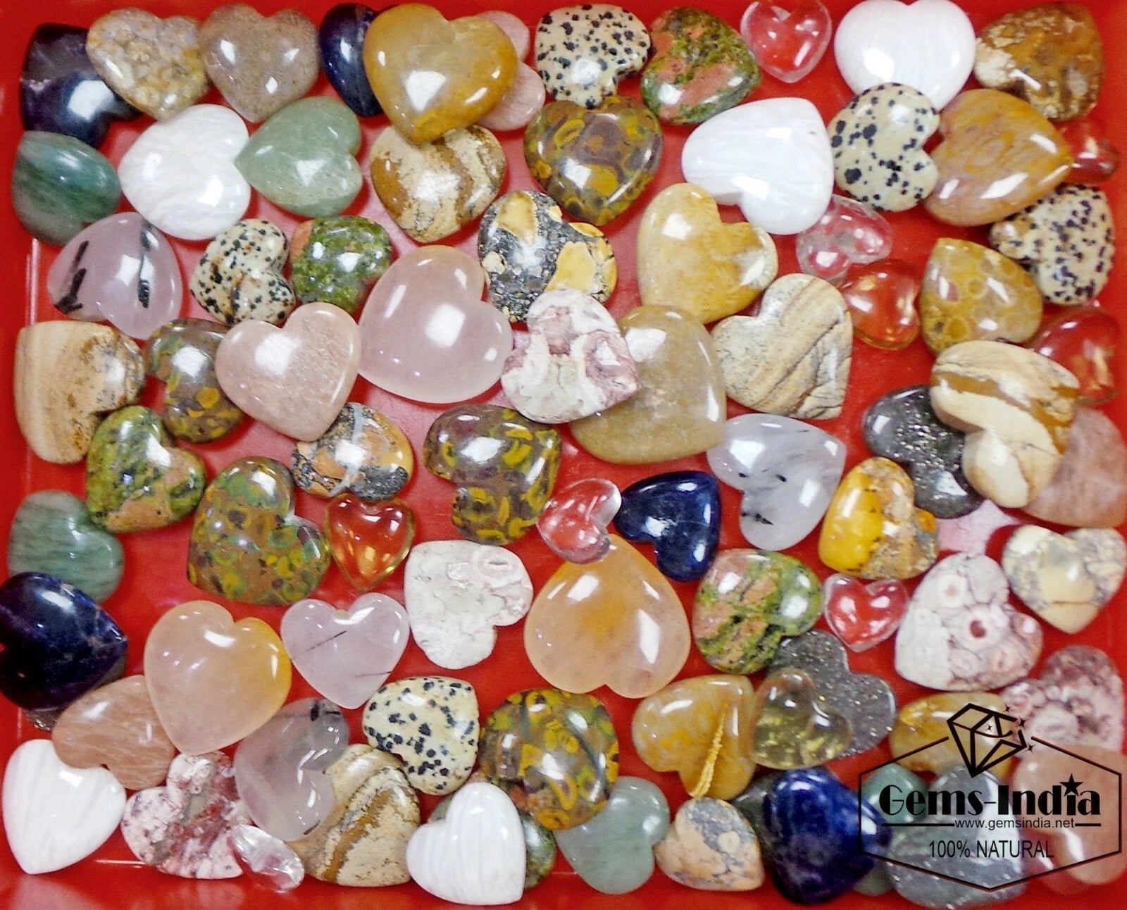 83 Pcs Natural Multi Gems Crystal Heart Shaped Healing Love Gemstones 4000 Cts