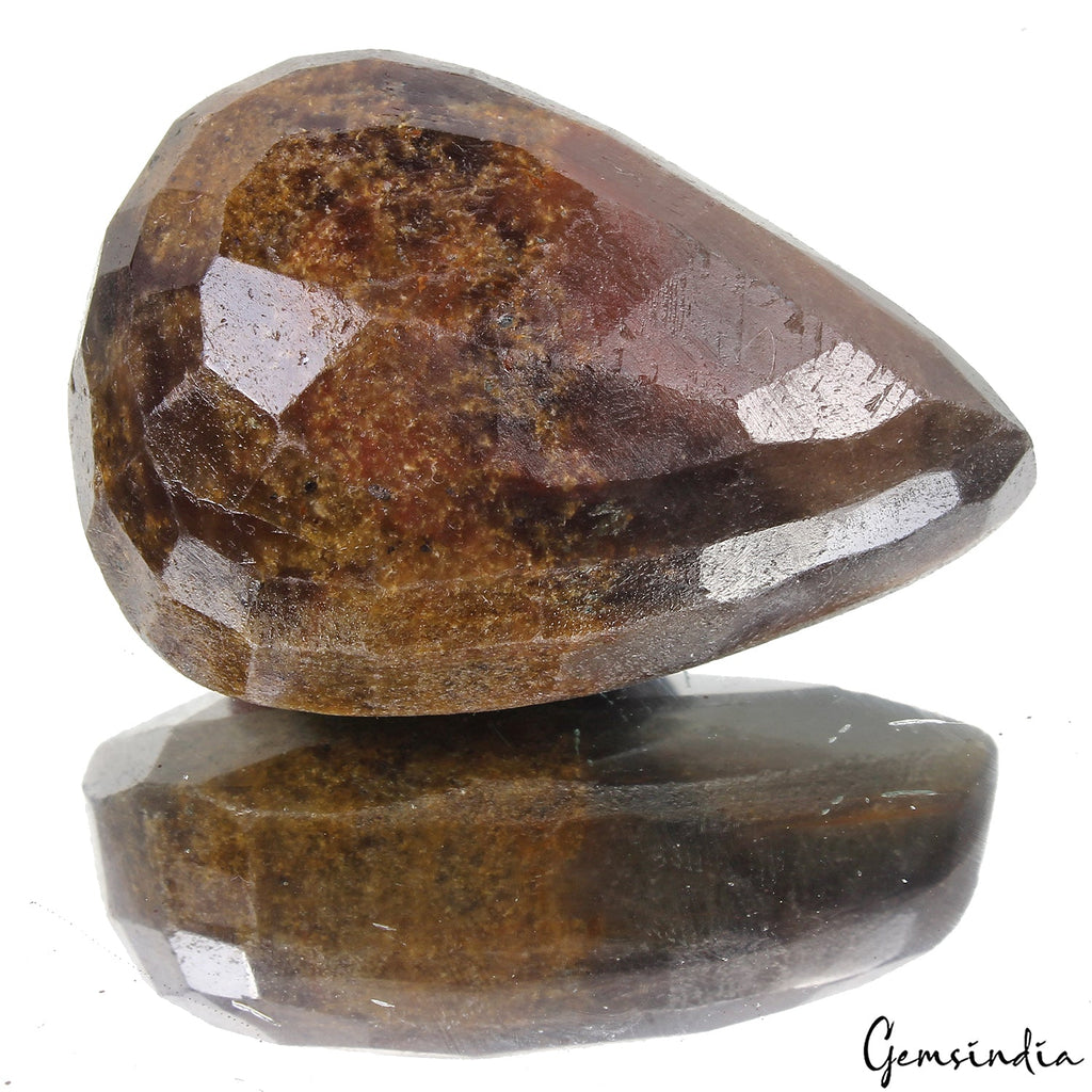 Certified 320 Ct Natural Orange Brown Sapphire Pear Cut Untreated Bi-color Gem