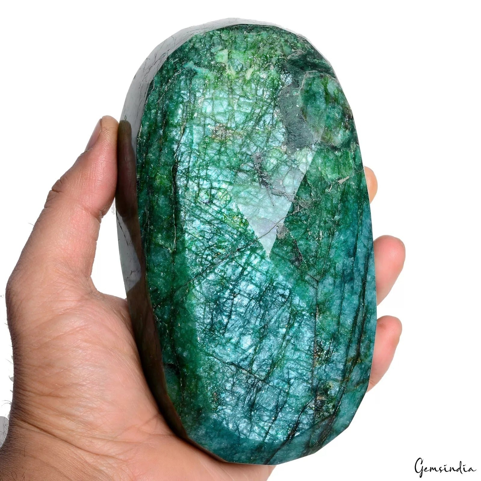 1.2 Kg Natural Brazilian Emerald Earth Mined Oval Cut Huge Silver Shine Gemstone