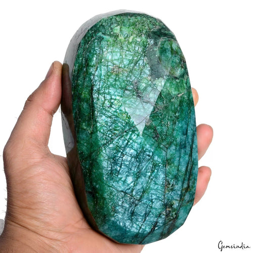 1.2 Kg Natural Brazilian Emerald Earth Mined Oval Cut Huge Silver Shine Gemstone