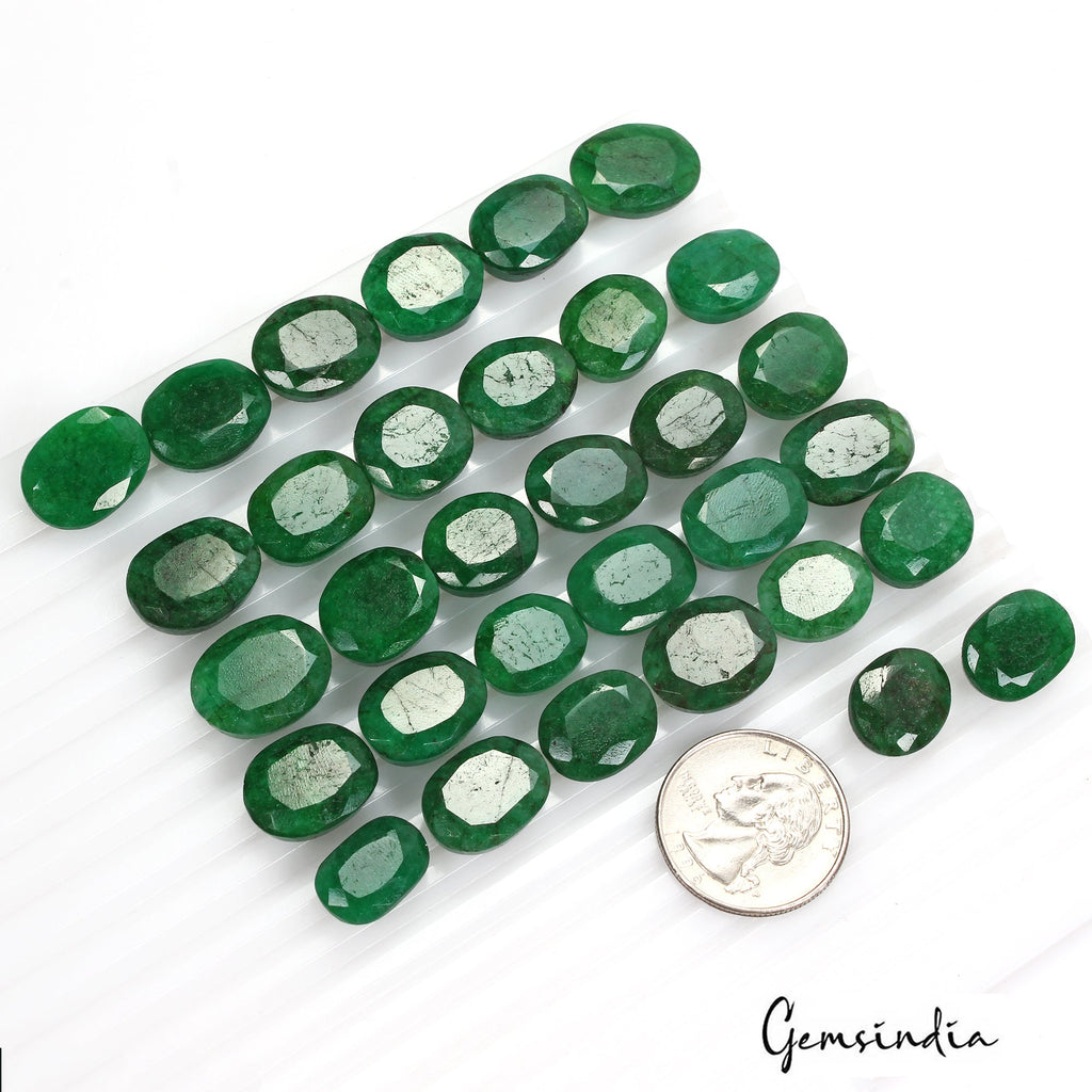 400 Ct Natural Dark Green Brazilian Emerald Oval Faceted Wholesale Gemstone Lot