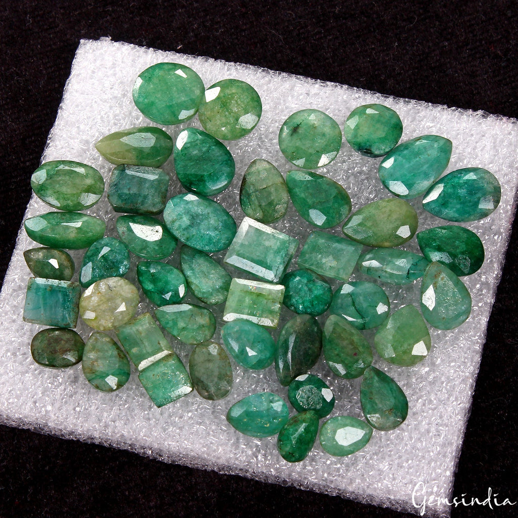 87 Ct Natural Green Emerald Mix Cut Loose 6-11mm Loose Gemstones Lot for jewelry