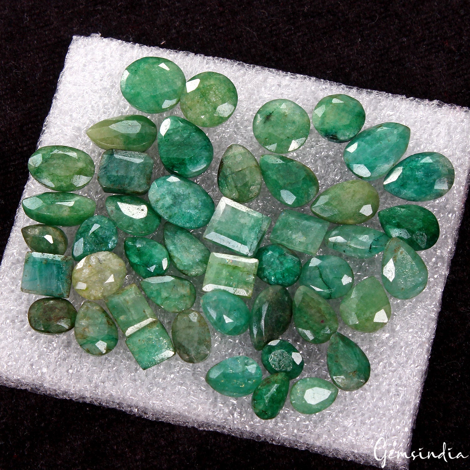 87 Ct Natural Green Emerald Mix Cut Loose 6-11mm Loose Gemstones Lot for jewelry