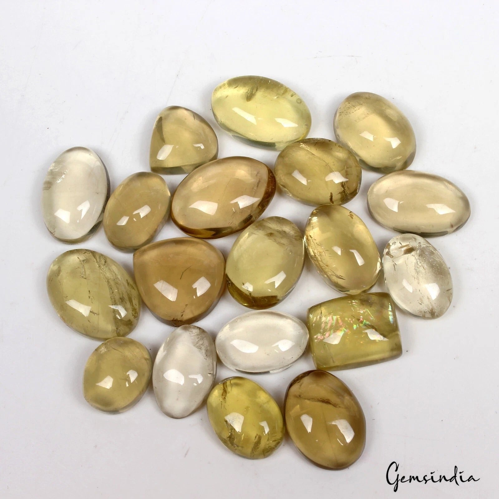 Mix Cabochon 360 Cts Natural Lemon Citrine Quartz Smooth Polished 19 Pcs Lot