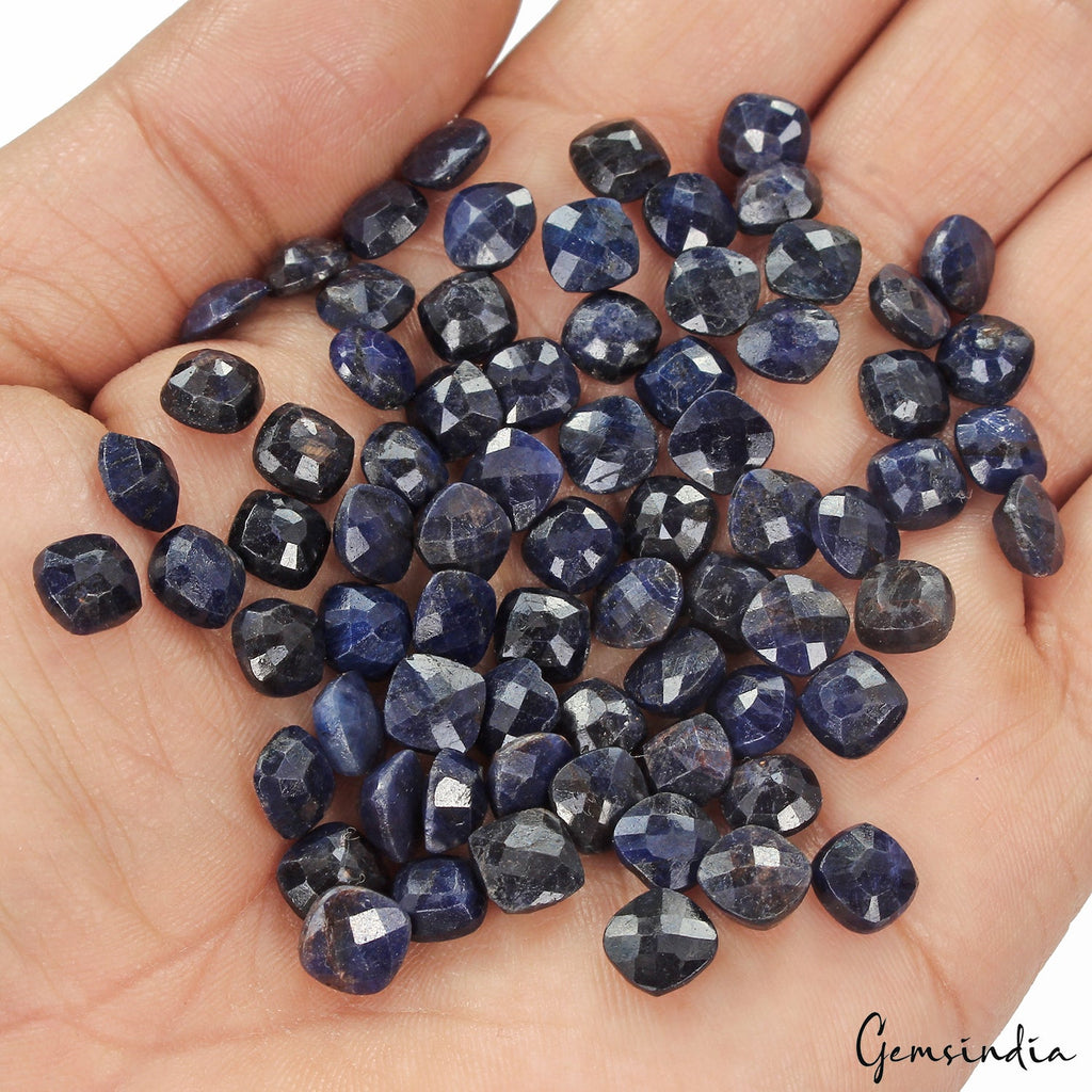 Natural Blue Sapphire Square Cushion Cut Loose Gemstone Lot 73 Pc 7mm/ 153.30 Ct