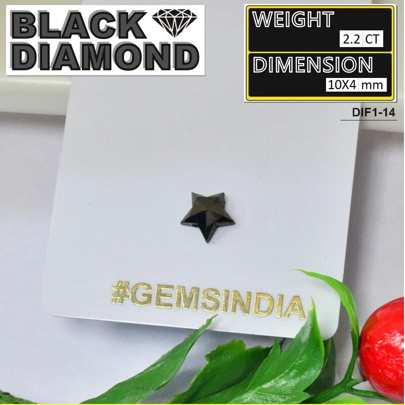 2.2 Carats 100% Natural Polished Star Shape Loose Earth Mined Black Diamond~10mm