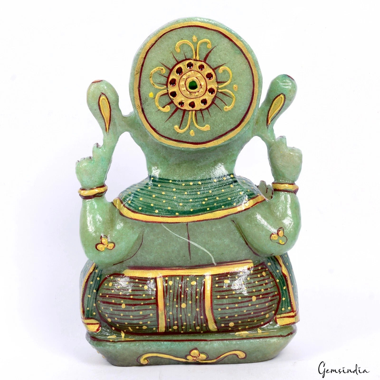 Aventurine Ganesha Figurine, Gold — 8x5x3 inch, 1.965 Kg (9825 Ct), Madagascar