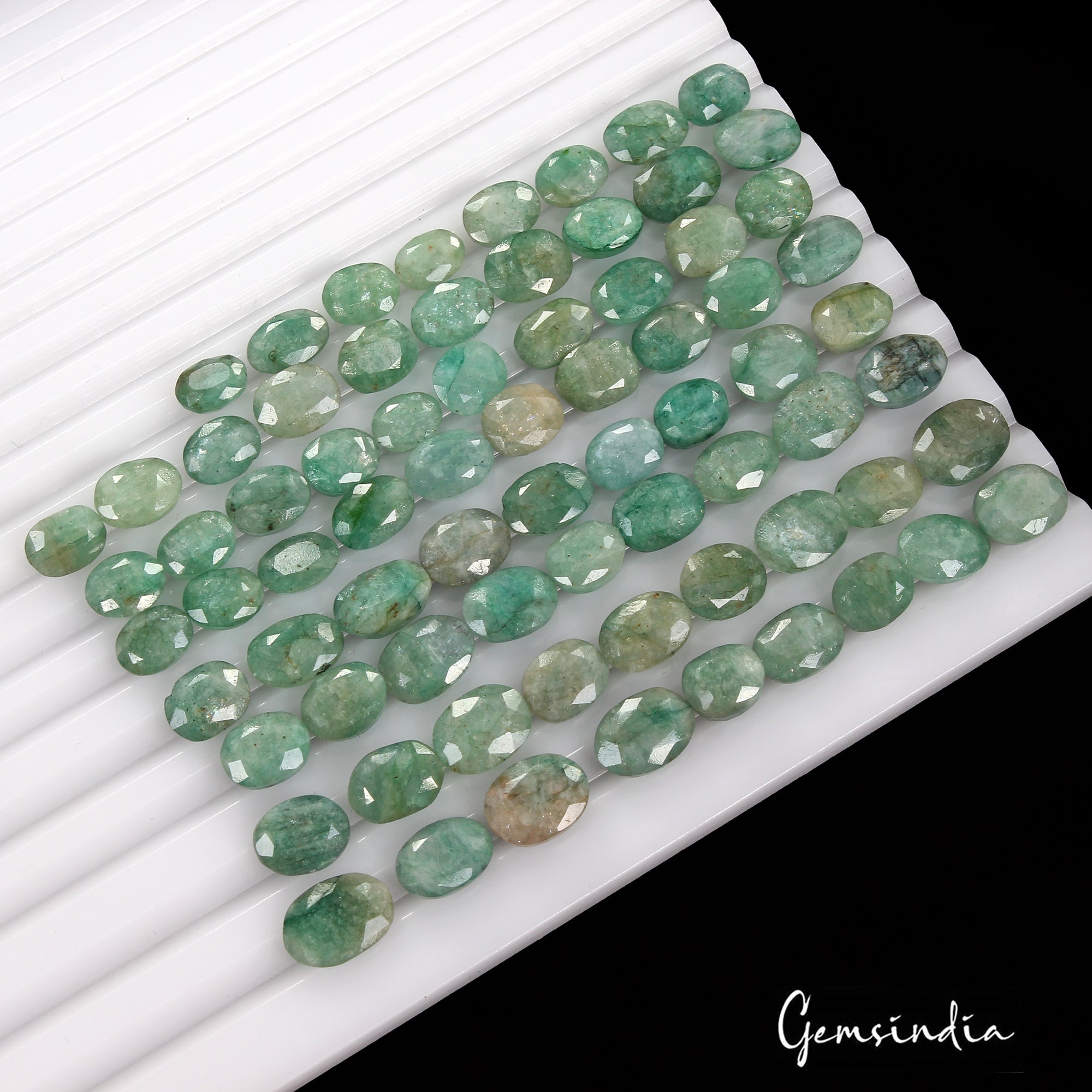 170.40 Ct Natural Green Brazilian Emerald Oval Faceted Loose Wholesale Gems Lot