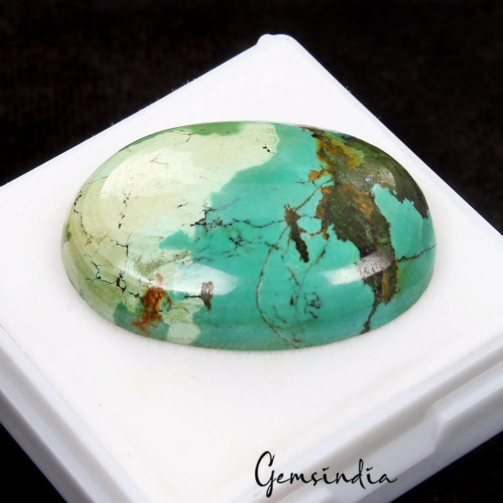 35.80 Cts Natural Bi-color Turquoise Oval Cabochon Loose Gemstone For Pendant