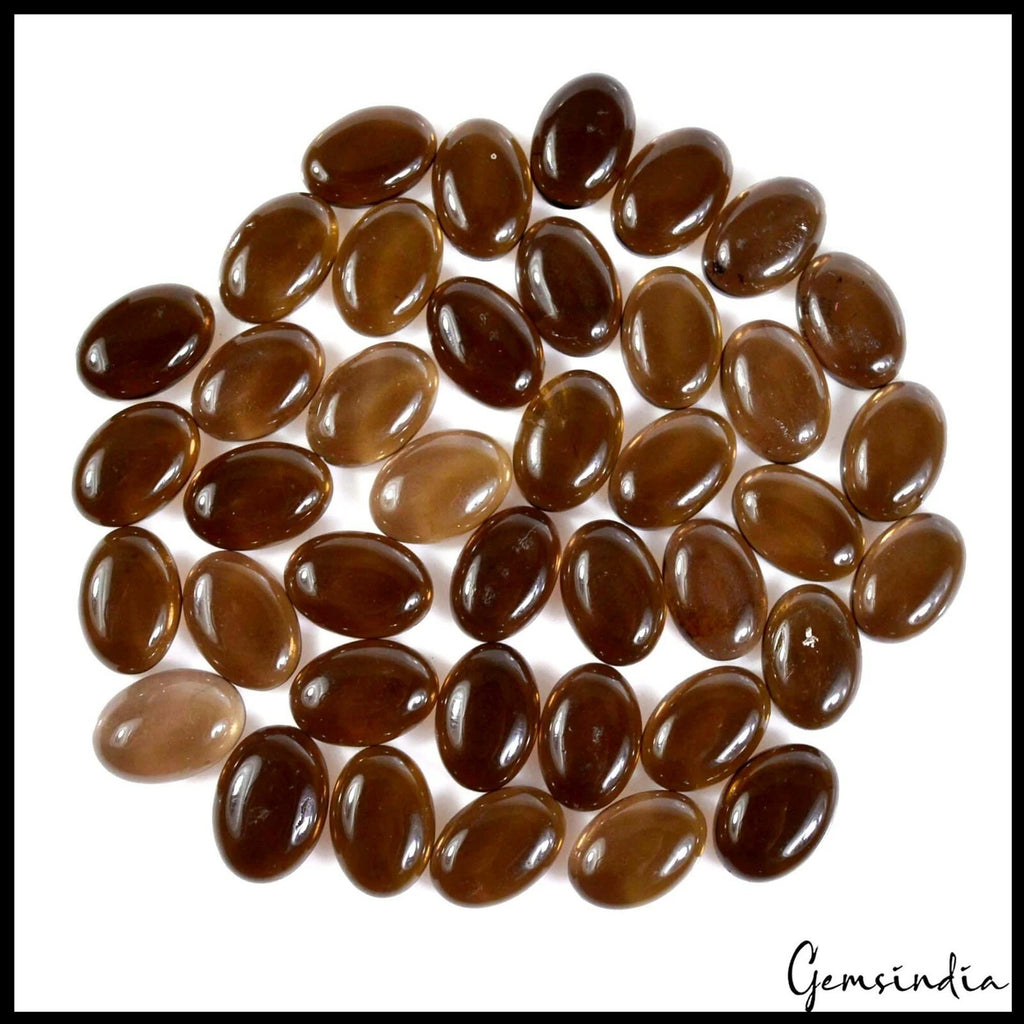 Smoky Quartz Lot, Cabochon, Untreated — 40 Pieces, 12x8mm, 173.60 Ct