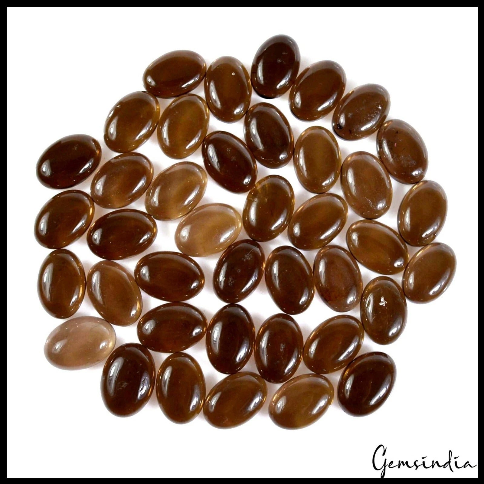 Smoky Quartz Lot, Cabochon, Untreated — 40 Pieces, 12x8mm, 173.60 Ct