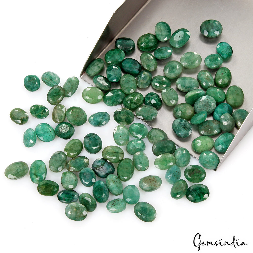 300 Cts/88 Pcs Natural Green Brazilian Emerald Oval Cut Loose Gems For Jewelry