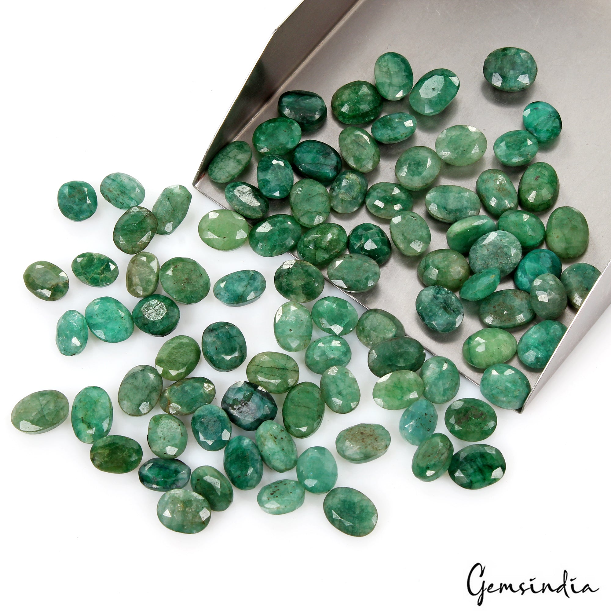 300 Cts/88 Pcs Natural Green Brazilian Emerald Oval Cut Loose Gems For Jewelry