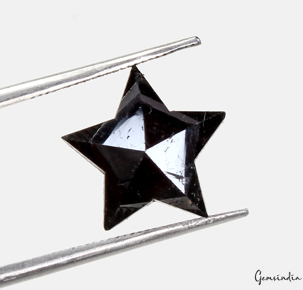4.1 Carats 100% Natural Polished Star Shape Loose Earth Mined Black Diamond~13mm