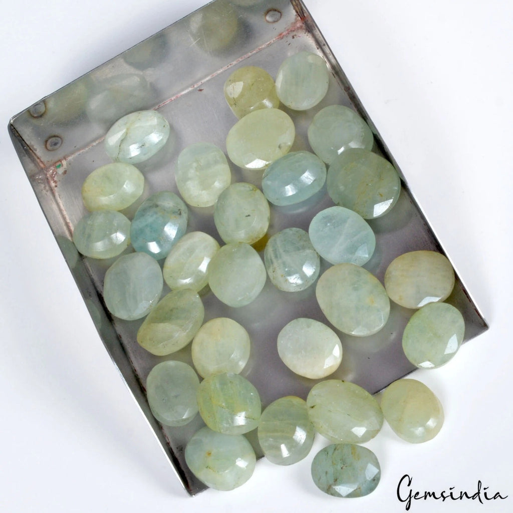 Green Beryl Lot, Loose Gemstone, Untreated, Blue — 30 Pieces, 13 mm to 18mm, 300 Ct, Brazil