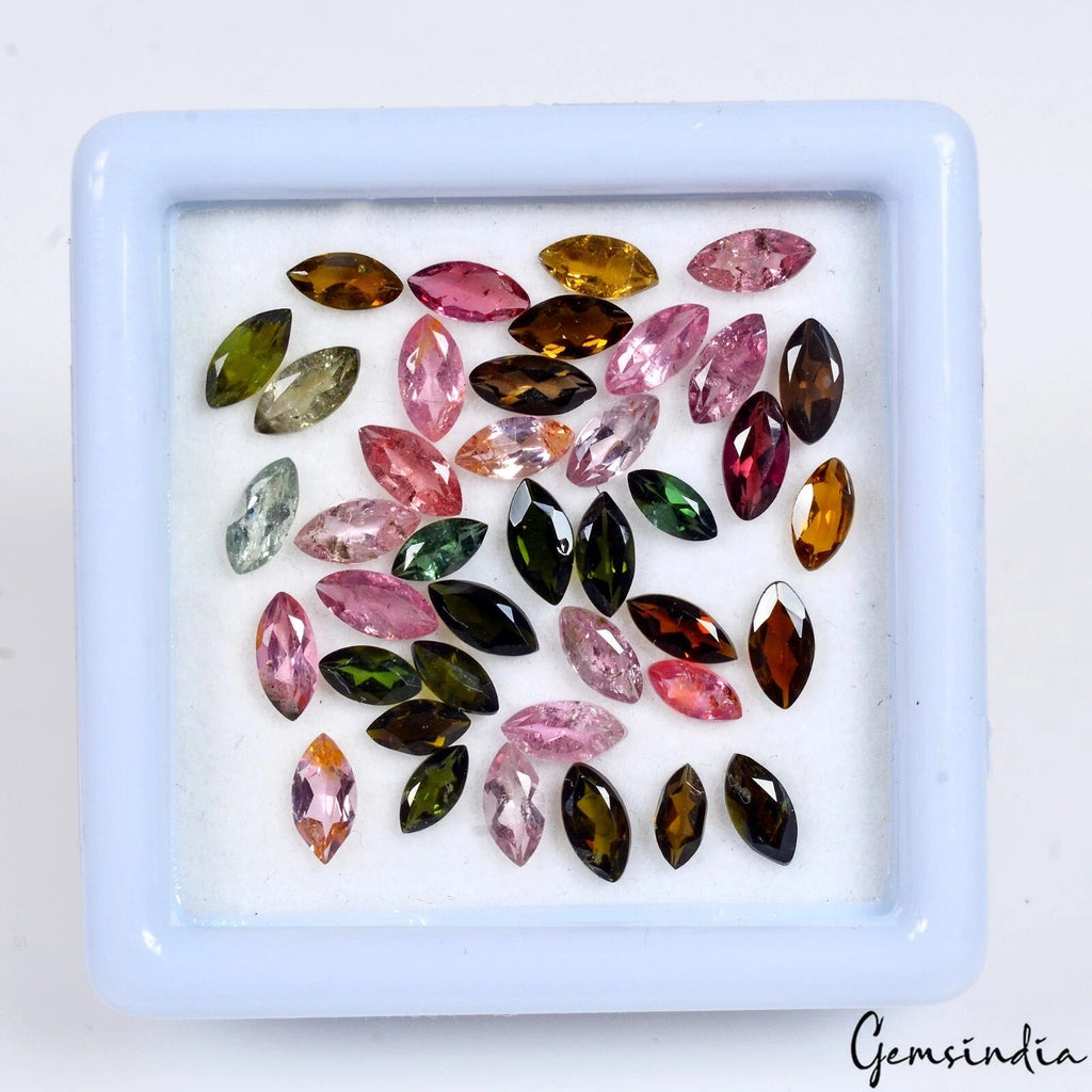 39 Pc Natural Multi Color Tourmaline 5-6mm Loose Unheated Marquise Cut Gemstones