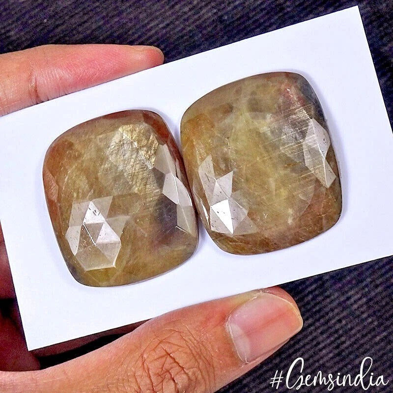 146.40 Cts Natural Brown Sapphire Rose Checker Cut Cushion Shape Gemstone Pair