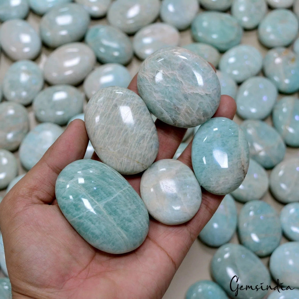 2.4 kilo Natural Amazonite Reiki Gemstone Polished Palm Crystal Healing Decorate