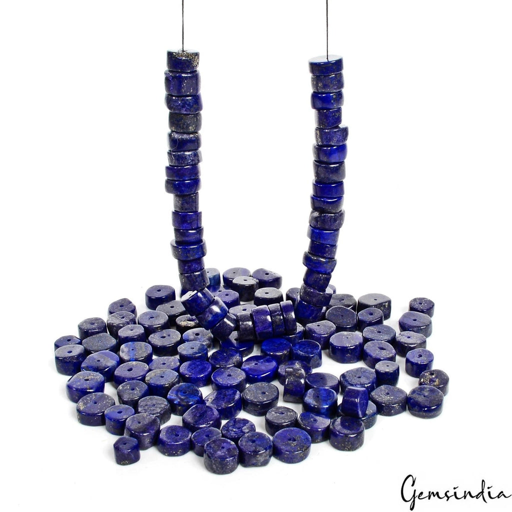 6-11MM Deep Blue Lapis Lazuli Beads Grade A+ Tyre Shape GemsLoose Beads 640 Cts