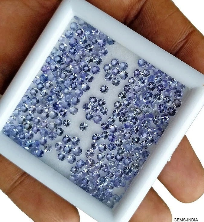 17 Cts/250 Pcs Natural Untreated Blue Tanzanite Round Calibrated 2.5mm Gems Lot