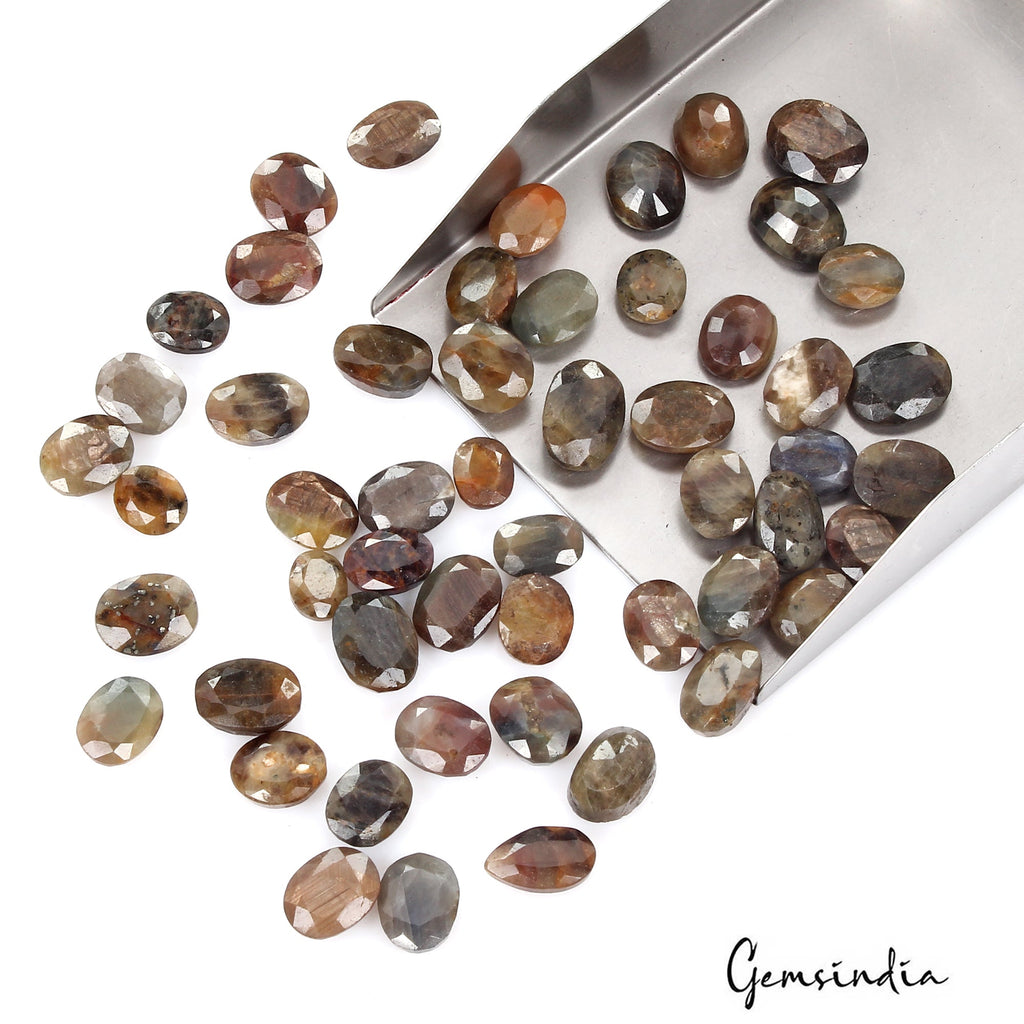 53 Pc Natural Brown Sapphire Untreated 9-14mm Oval Faceted Loose Gemstones 310Ct