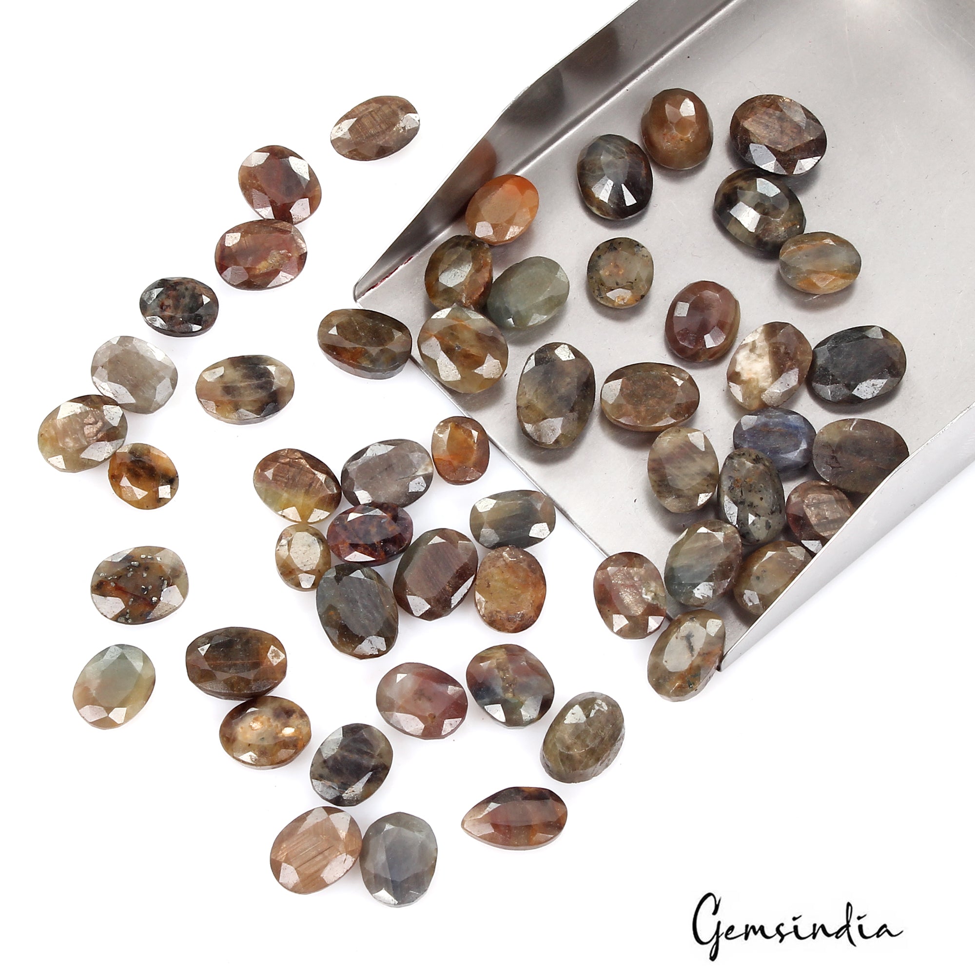 53 Pc Natural Brown Sapphire Untreated 9-14mm Oval Faceted Loose Gemstones 310Ct