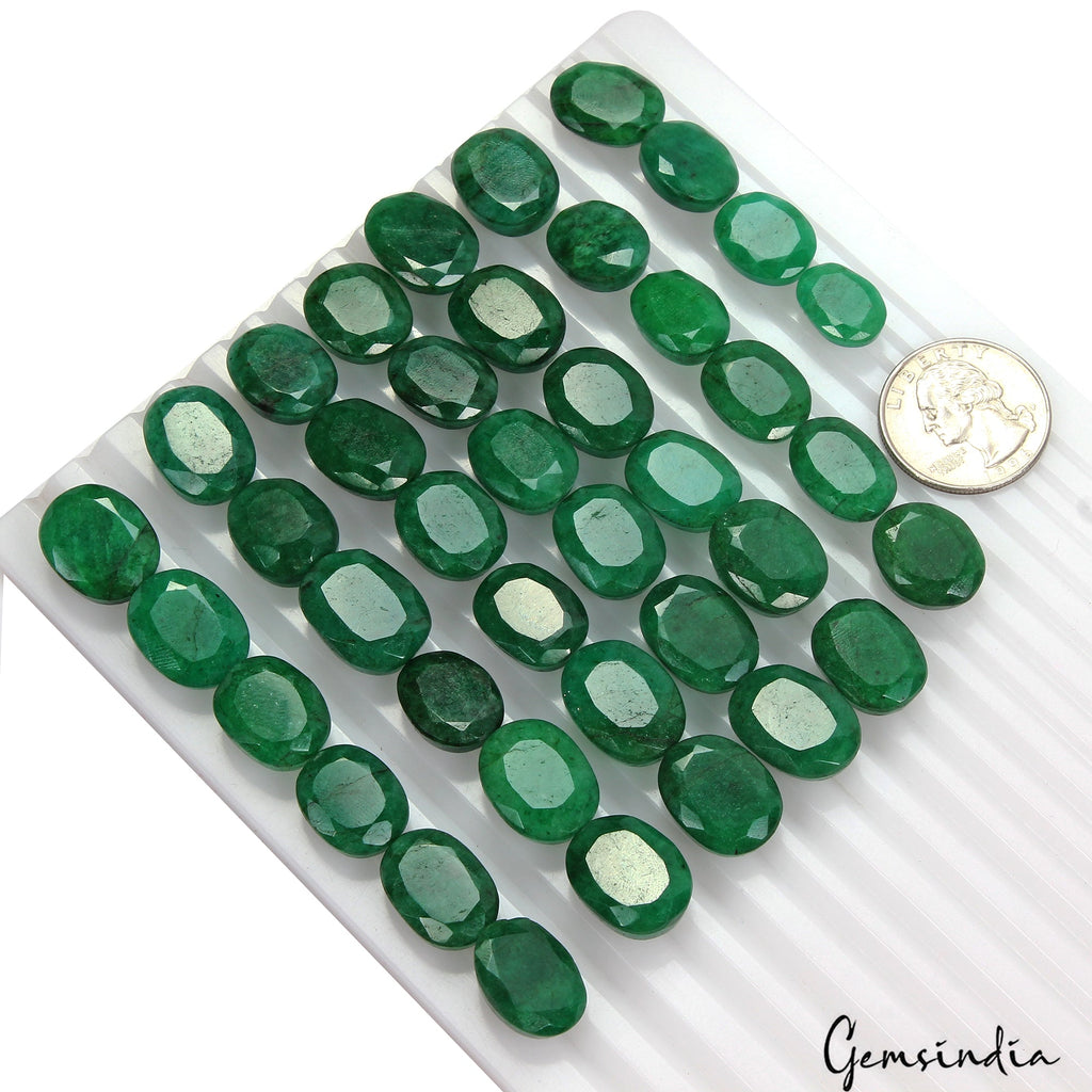 560 Ct/40 Pcs Natural Brazilian Dark Green Emerald Oval Faceted Loose Gems Lot