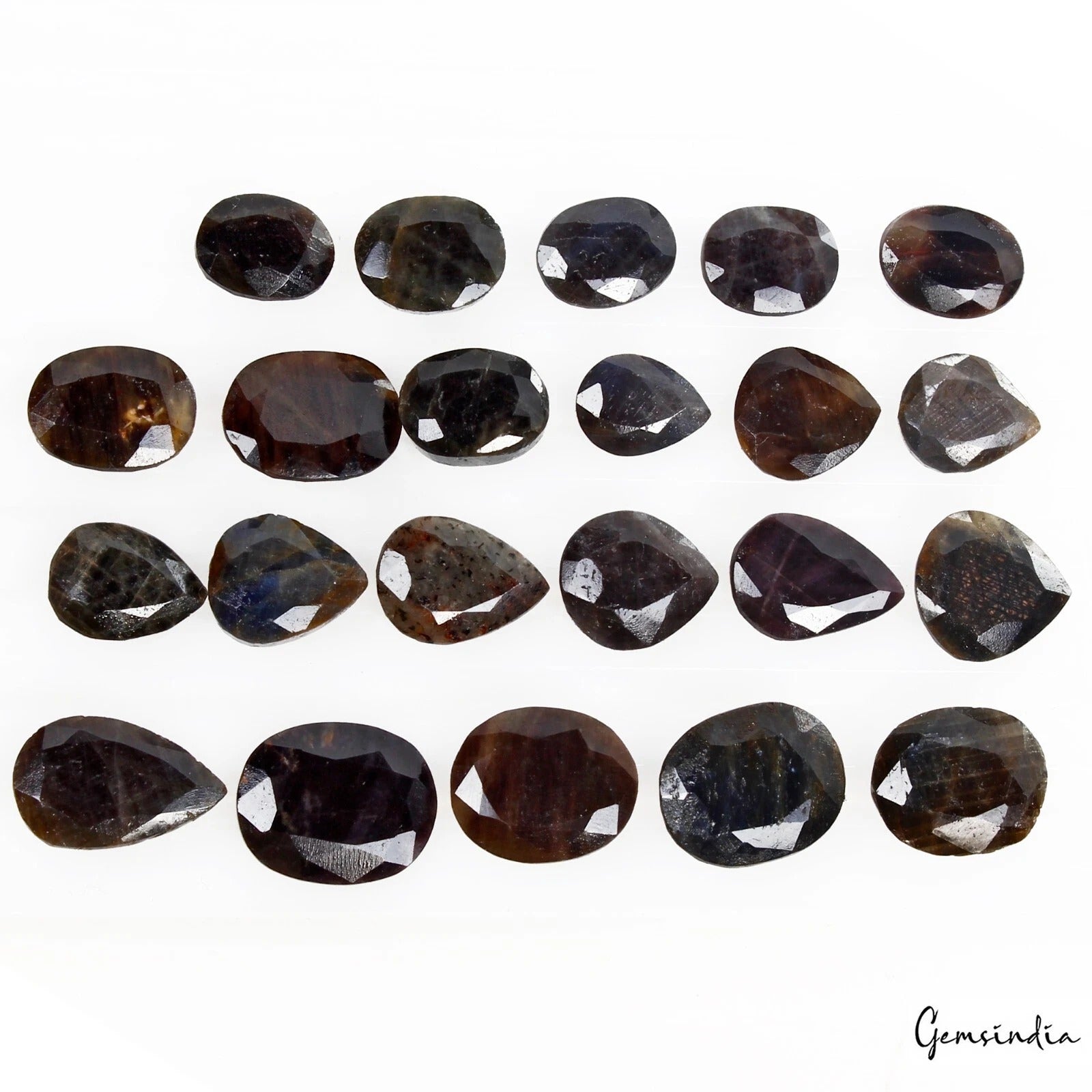 Natural Untreated Dark Brown Sapphire Mix Faceted 22 Pc Loose Gems Lot 260.00 Ct