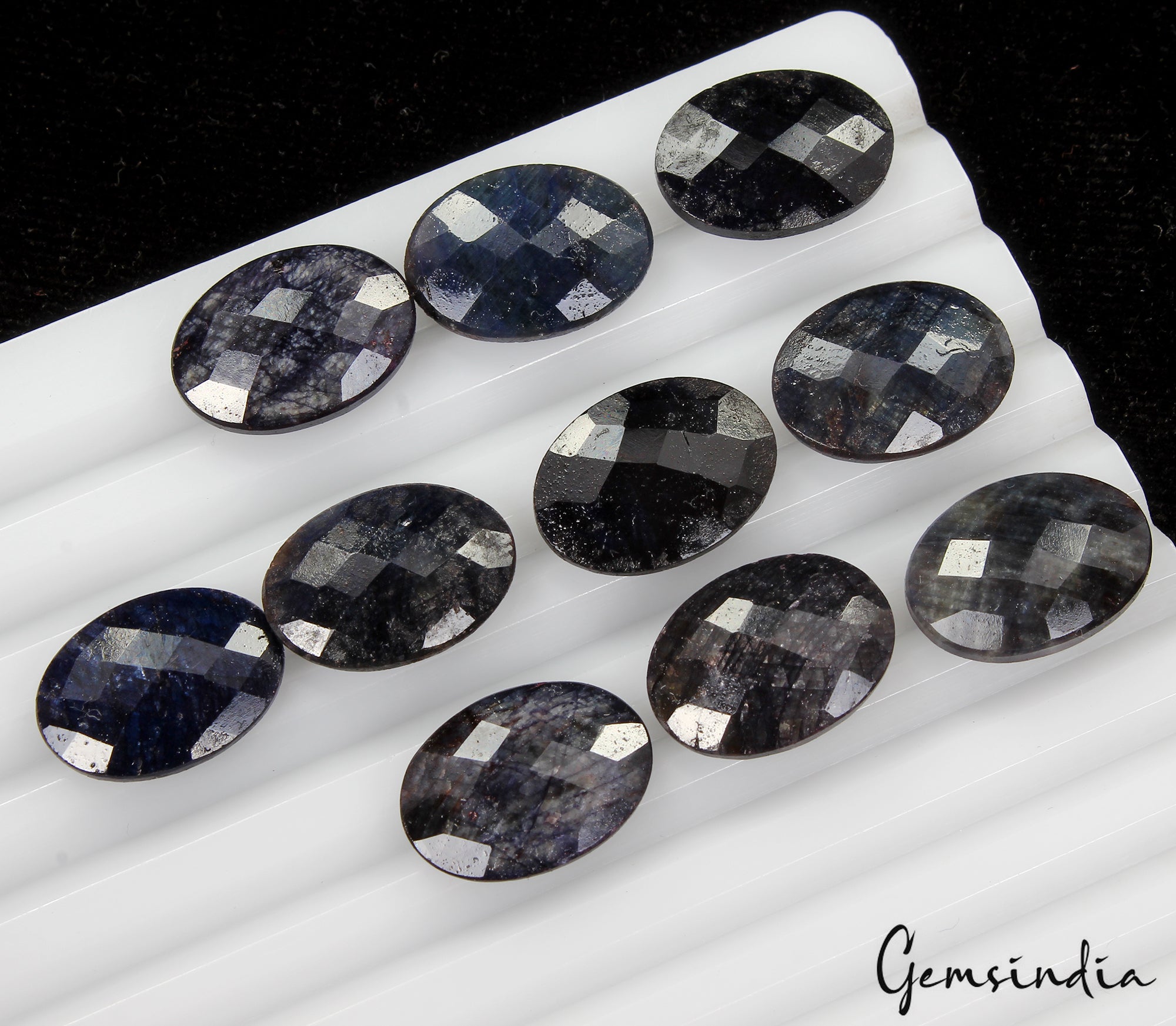 Natural SAPPHIRE Loose 10 Pcs Gemstone Checker Cut Lot 18x13mm Oval 127.30 Ct