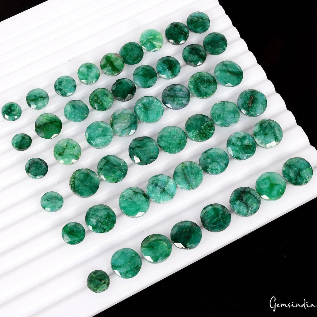 Emerald Lot, Loose Gemstone, Color Enhanced, Green — 50 Pieces, 08mm to 14mm, 258.90 Ct, Brazil