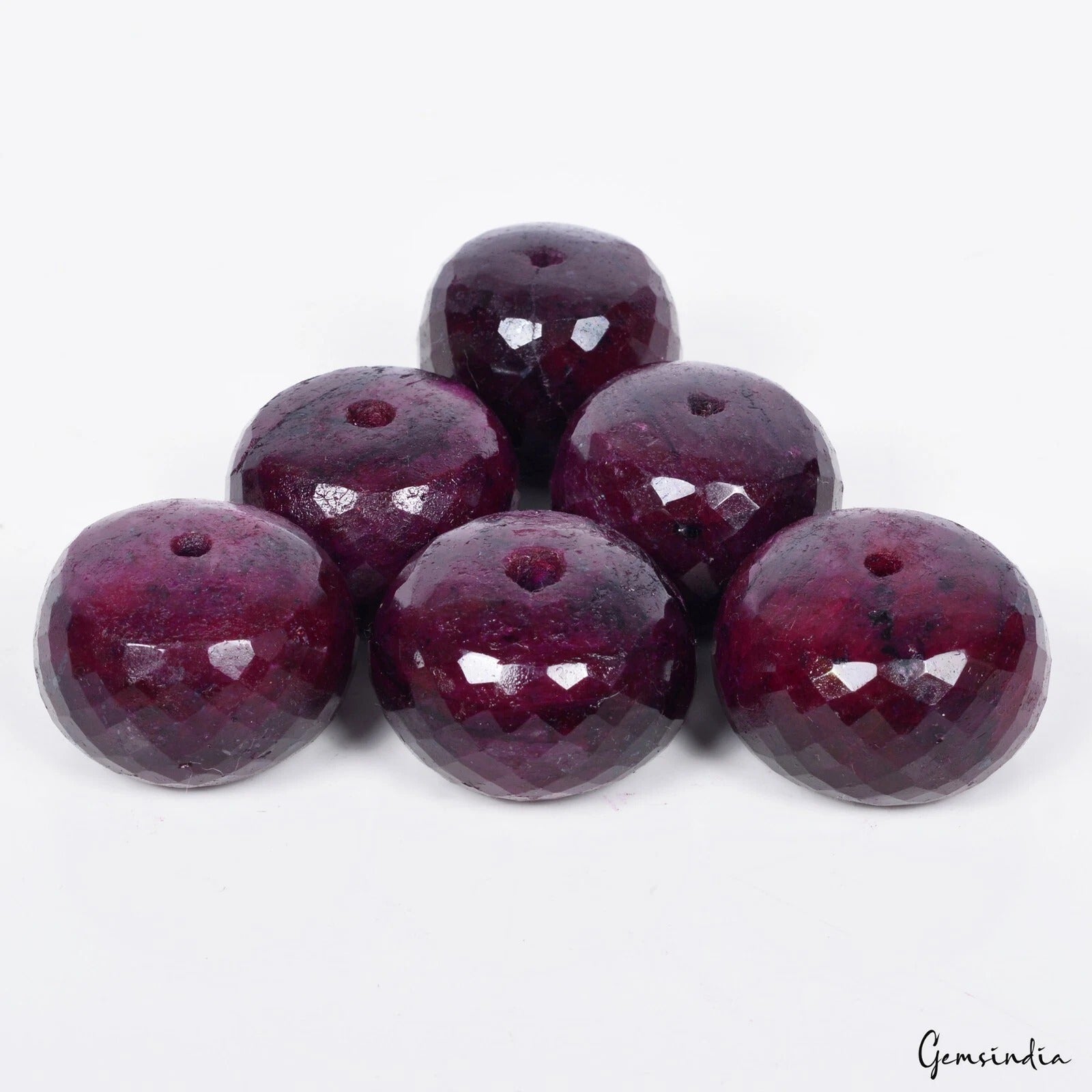25-29mm Natural Dark Red Ruby Beads AAA Round Checker Cut Loose Gems Lot 1100 Ct