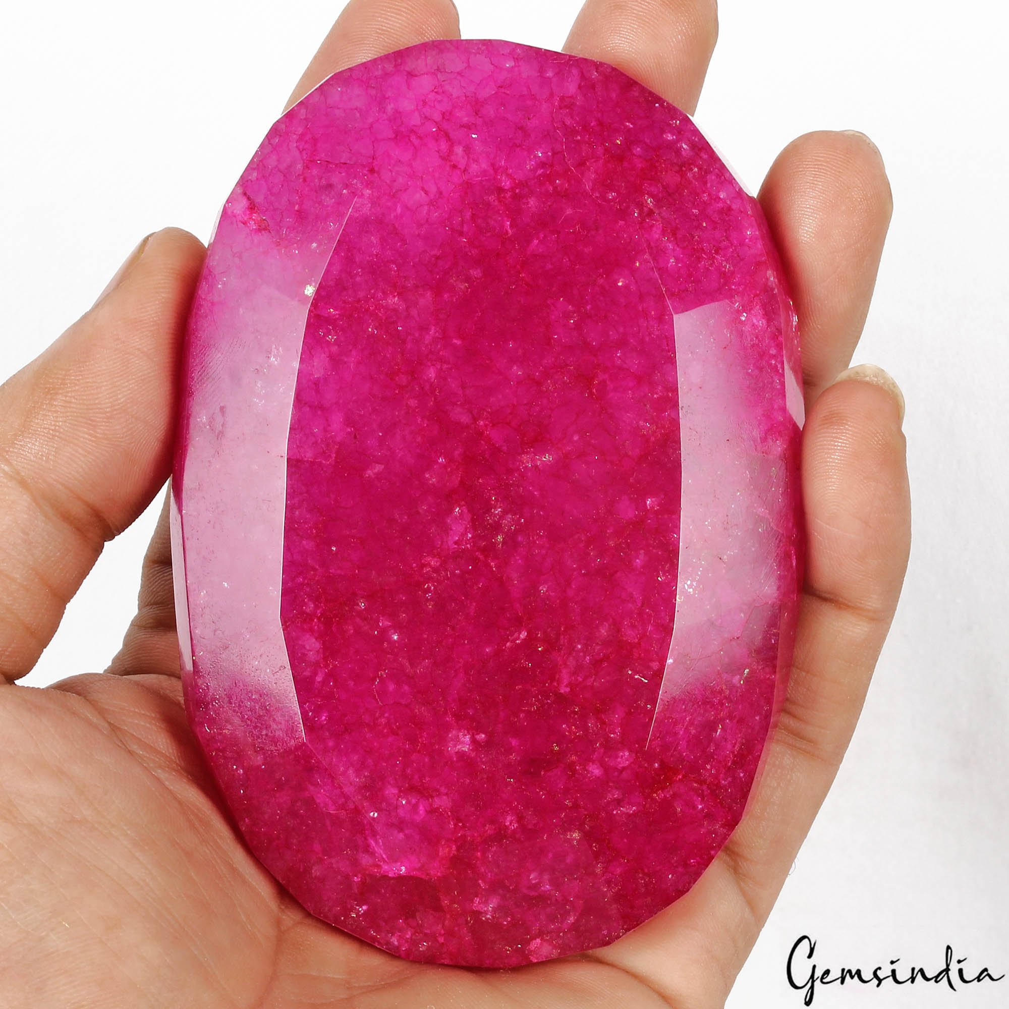 1280 Carats Natural Eye Catching Pink Red Quartz Oval Faceted Cut Huge Loose Gem