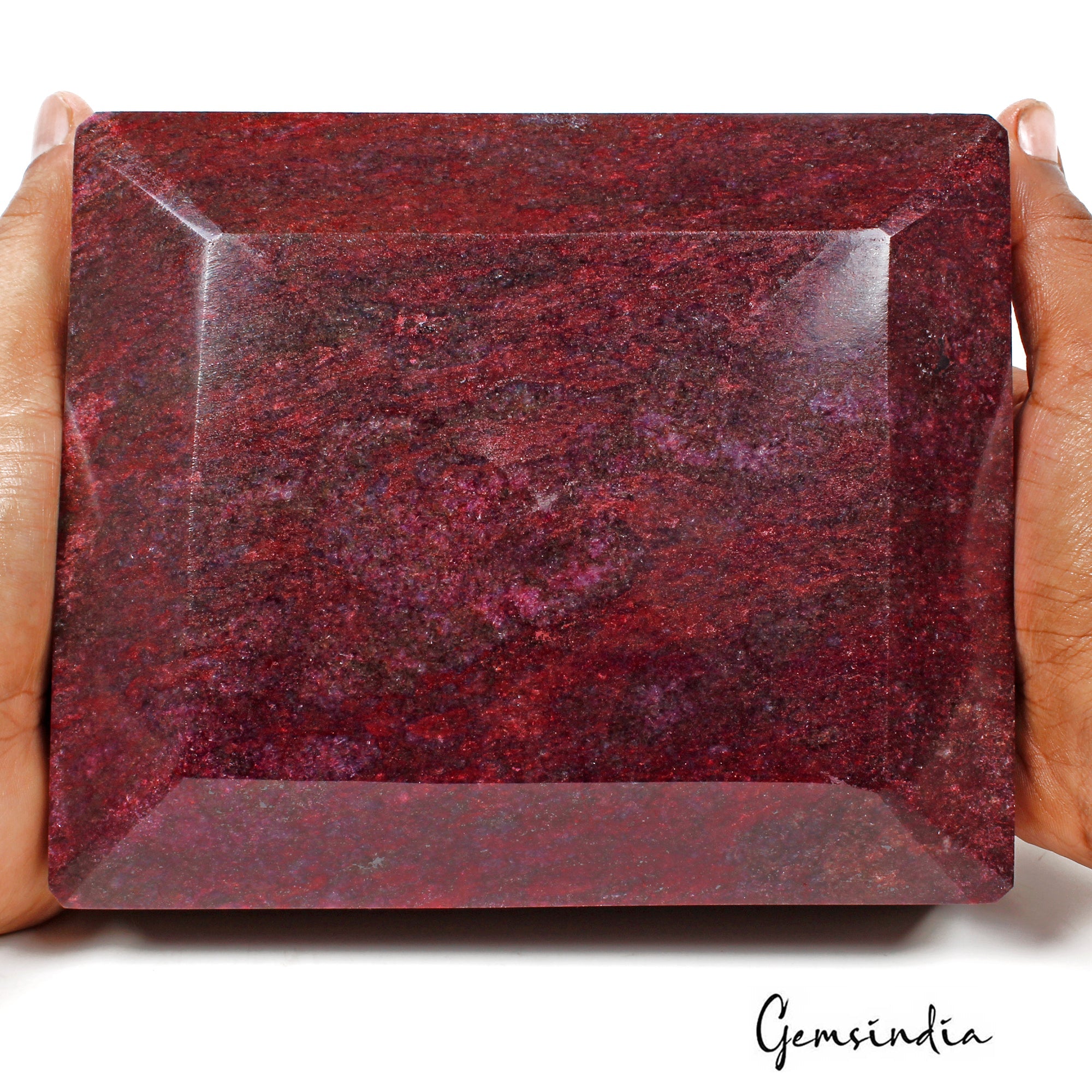 5.2 Kilo Natural Red Ruby Octagon Cut Gemstone Earth-Mined Museum Size W/ Stand