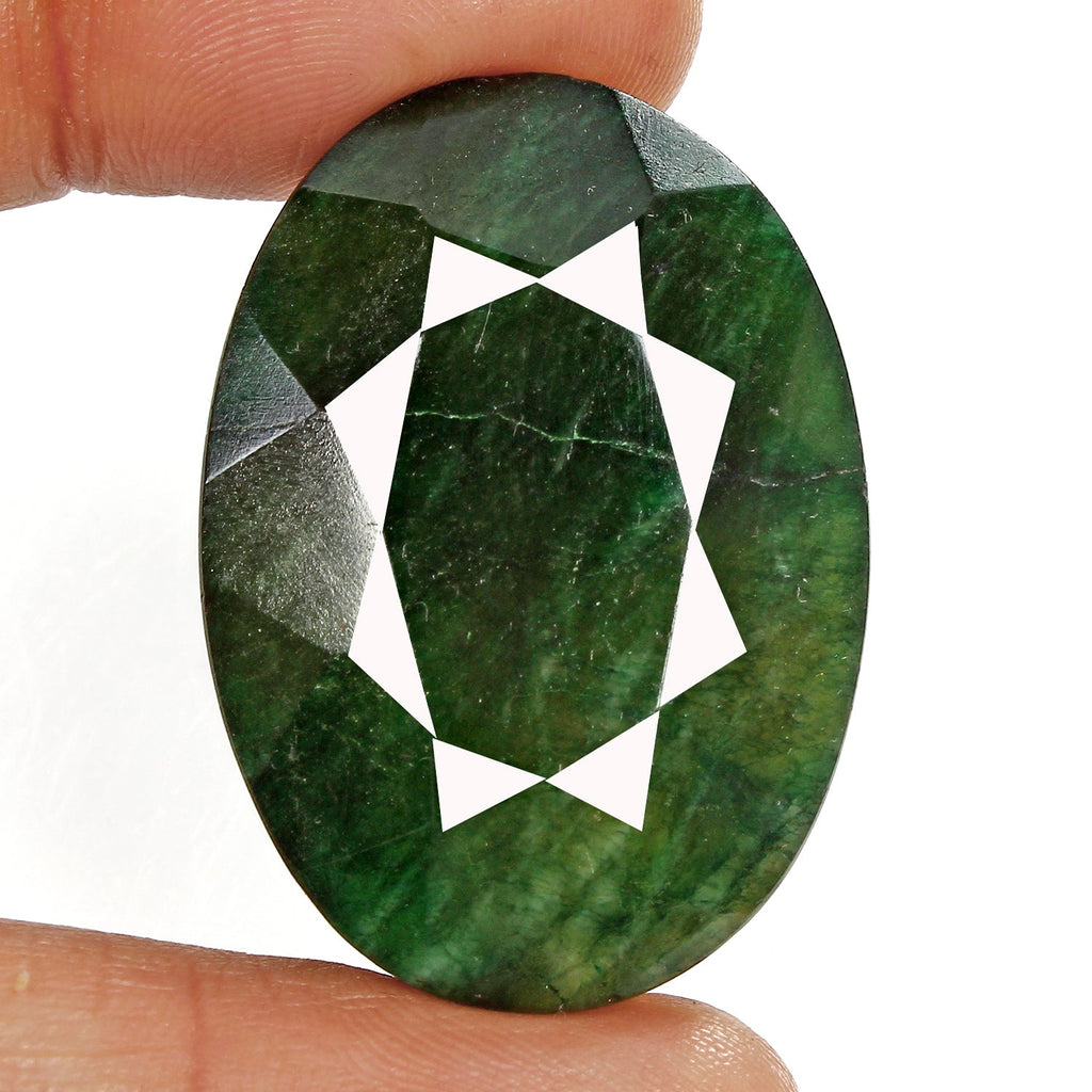 Certified 131 Cts Natural Brazilian Dark Green Emerald Oval Cut Gem For Pendant