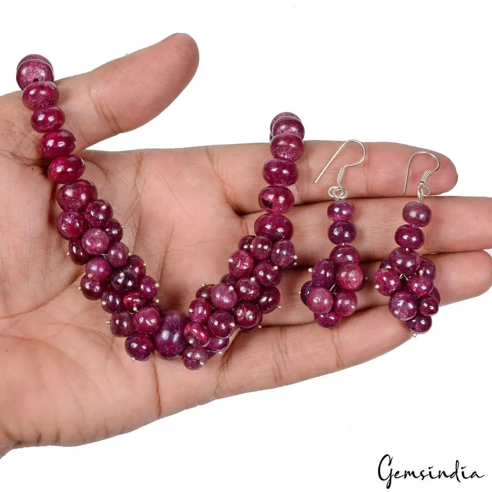 Ruby Necklace, Dark Red — 7mm to 15mm
